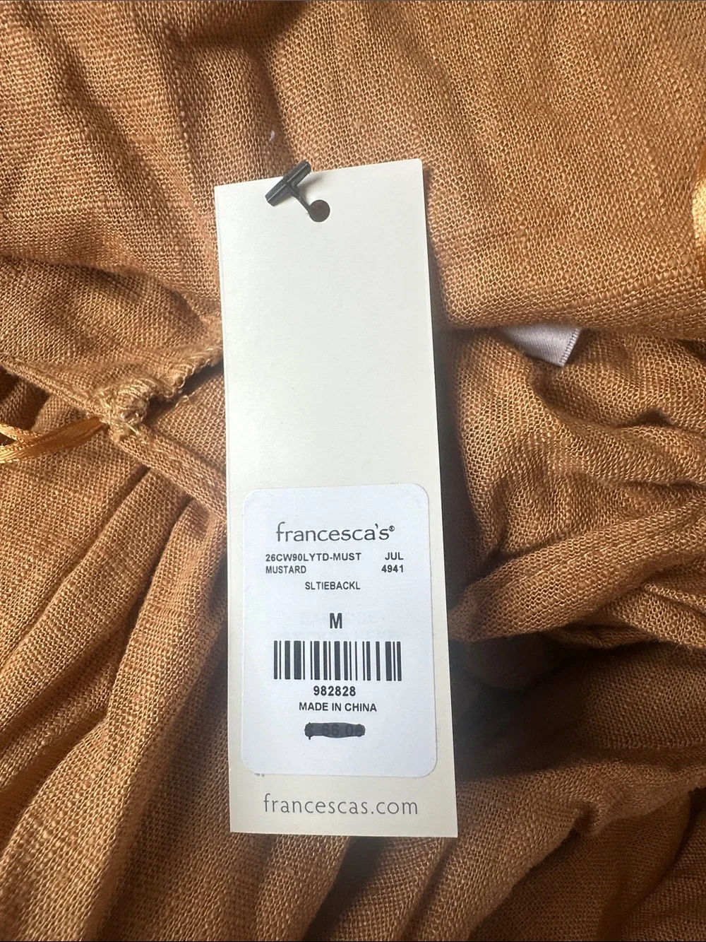 Francesca's Collections Tan Wide-Leg Linen-Blend Jumpsuit